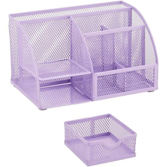 Mesh Desk Organizer Office with 7 Compartments+Drawer/Desk Tidy Candy/Pen Holder - Picture 6 of 6